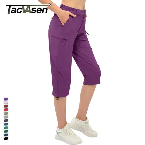 Women's Quick-Dry Hiking Capri Shorts – 5-Pocket Nylon Cargo for Outdoor & Athletic Use