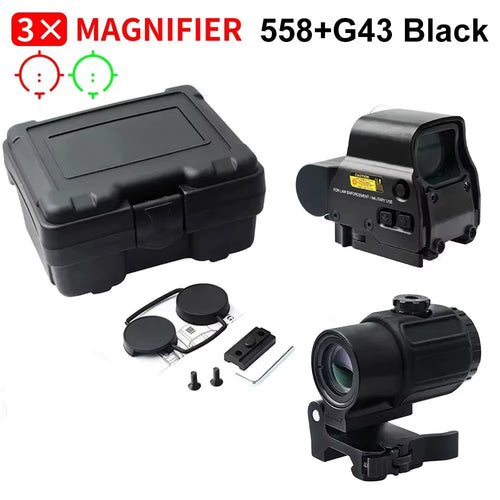558 Holographic Red Dot Sight with G43 Magnifier — Night Vision Compatible, 20mm Quick Detach