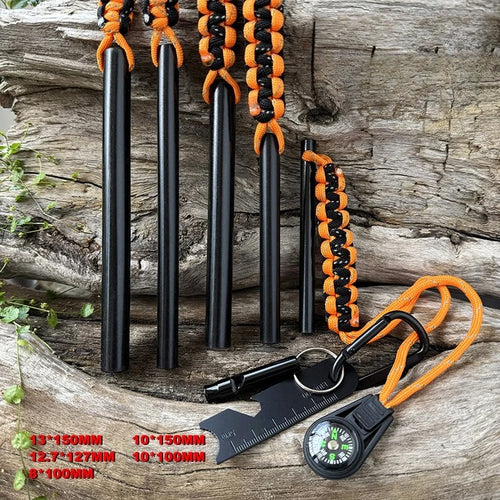 Magnesium Flint Fire Starter Kit — Firesteel Rod with Compass & Whistle for Camping & Survival