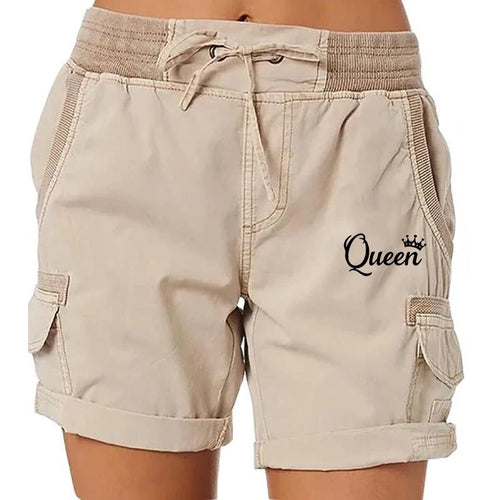 Women's Printed Cargo Shorts – Casual Drawstring Elastic Waist Shorts for Hiking, Beach & Everyday Wear