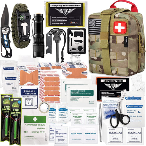 250-Piece Tactical IFAK Survival First Aid Kit — Military-Grade Molle Pouch
