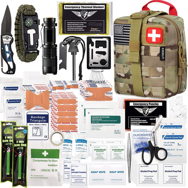 250-Piece Tactical IFAK Survival First Aid Kit — Military-Grade Molle Pouch