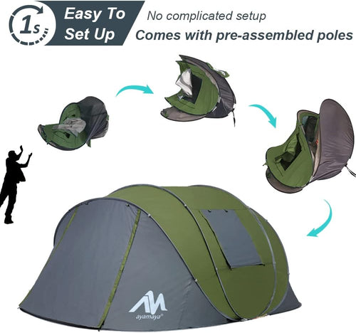 6-Person Instant Pop-Up Camping Tent — Double Layer Waterproof with Vestibule