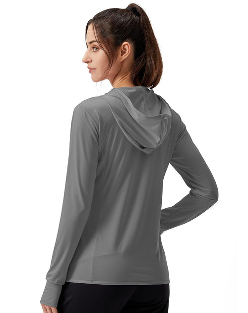 Women's UPF 50+ Sun Protection Hoodie Jacket — Lightweight Long Sleeve Sun Shirt with Pocket