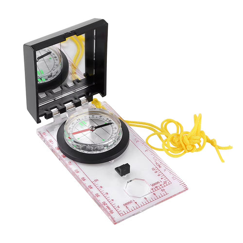 Multifunction Compass with Map Ruler, Mirror & Magnifying Glass — Lightweight Survival Navigation Tool